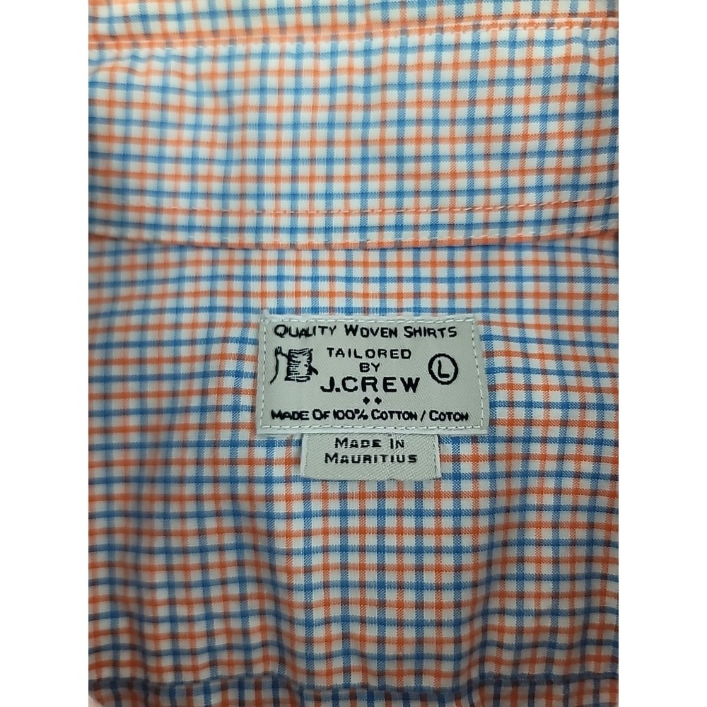 J Crew Orange Blue Plaid Long Sleeve Woven Cotton Button Down Oxford Shirt Top